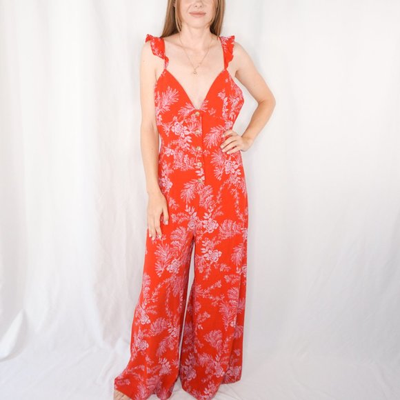 free people red jumpsuit
